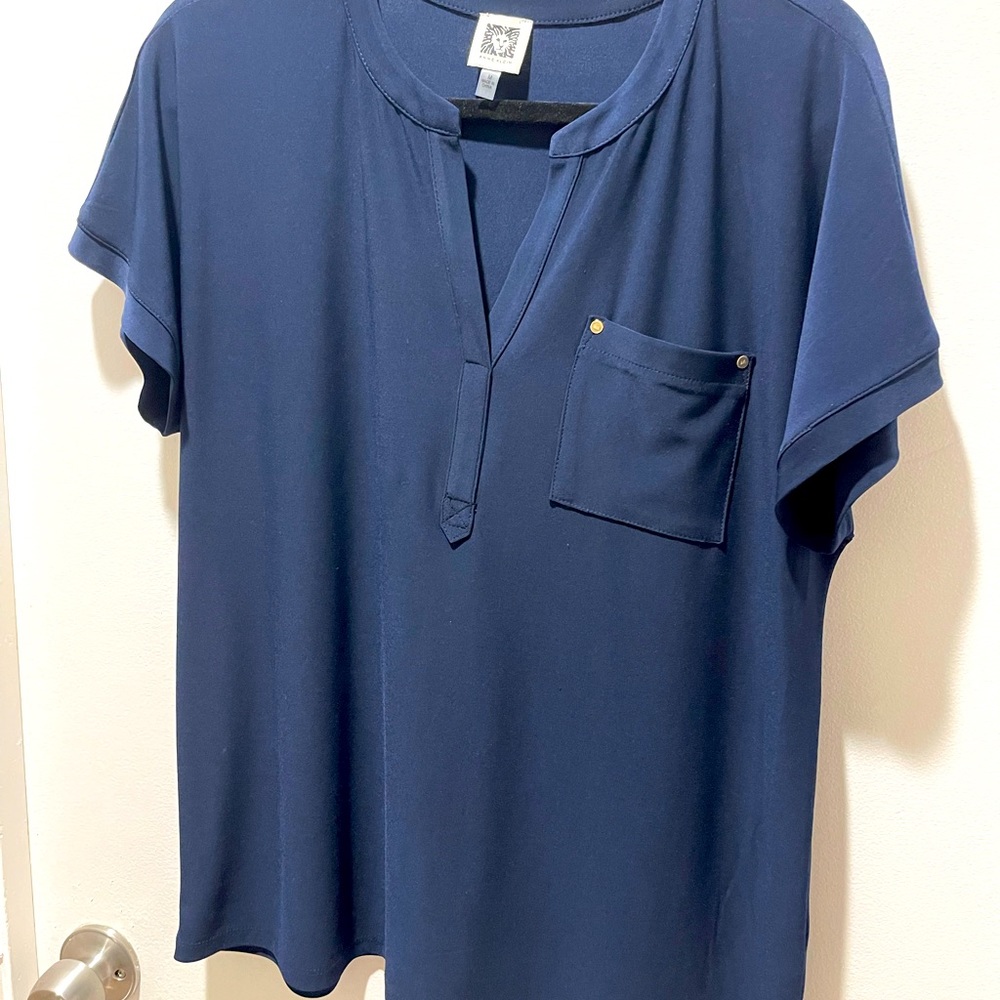 Anne Klein Navy Blue Blouse